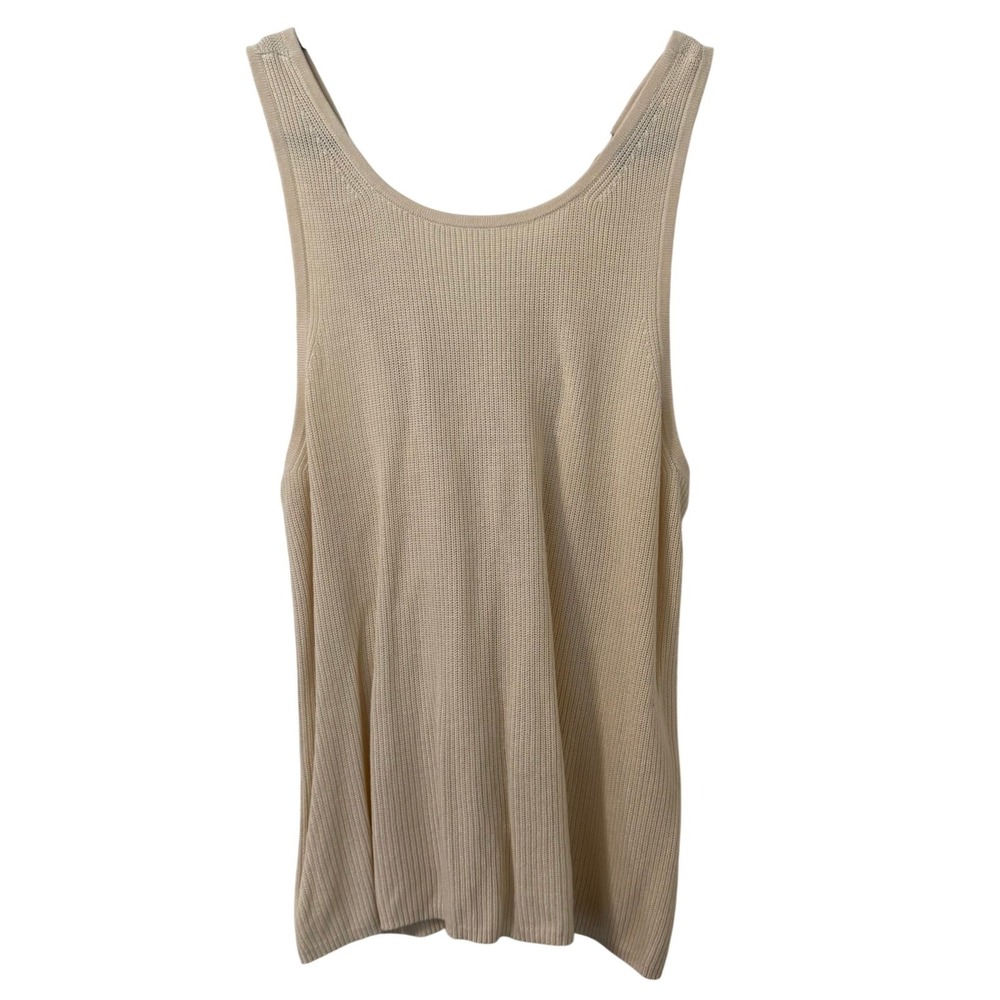 Banana Republic Tank Top Womens L Cream Knit Open Crossover Back Minimalist